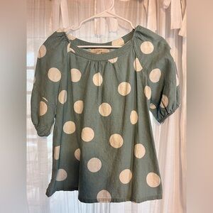 LOFT Teal Polka Dot Blouse